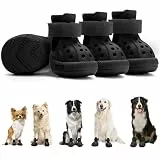 Eyein Hundeschuhe Pfotenschutz Sommer, Atmungsaktive rutschfeste Hundesandalen mit Verstellbare Reflektorstreifen für kleine, mittlere und große Hunde, leicht an- und ausziehbar (Schwarz, Größe 3)