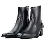 OSSTONE Chelsea Stiefel für Männer High Heels Herren Kleid Schuhe Reißverschluss Stiefel OS-JY016-DE Schwarz US9
