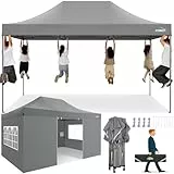COBIZI Pavillon 3x4,5 wasserdicht stabil Winterfest 3.0,Faltpavillon 3x4,5 Partyzelt, Gartenpavillon UV Schutz mit 4 Seitenteilen Festival Partyzelt Sonnenschutz Pavillon, Grau