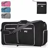 KYYLZ 85L Faltbare Reisetasche Damen Herren, Handgepäck Tasche, Reisetasche Groß mit Schuhfach und Mehreren Taschen, Sporttasche Für Reisen, Sport, Urlaub (Schwarz)