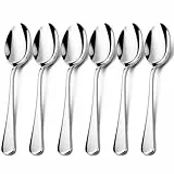 lulir 6 Stück 20cm Edelstahl Löffel, Große Suppenlöffel Tafellöffel aus lebensmittelechtem, Hochglanzpoliert & Spülmaschinenfest, Menülöffel Besteck Set für Zuhause/Restaurant/Party