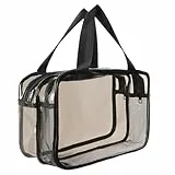 Aucuu Kosmetiktasche, Kulturtaschen Transparent, Groß Kulturbeutel, Reise-Waschtaschen Mit Tragegriff, Kosmetiktasche Durchsichtig, Make-up-Tasche Trocken und Nasstrennung, Tragbare Kultur Waschtasche