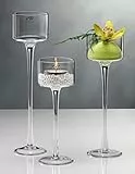 3 Größen, Teelichthalter auf Fuß, Glas, H. 15-20-25cm D. 9cm rund Sandra Rich
