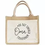 Papierdrachen Wundervolles Geschenk für die Oma - praktische Jutetasche | Liebevolles Design | mit dem Schriftzug 'Oma, du bist wundervoll' Set 02