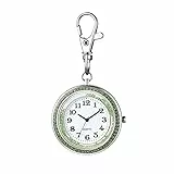 JewelryWe Taschenuhr mit Karabiner Schlüsselanhänger Quarz Analog Uhr Quarzuhr für Ärzte Krankenschwestern Sanitäter Köche Blau Weiß