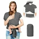 AOOWU Babytrage Tragetuch Baby Neugeborene bis 15 kg - Freihändiges Babytragetuch -Einfach Anzuziehen für Mütter und Väter - Babytrage Multi-Use Babywickel Träger(Dunkelgrau)