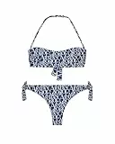 EMPORIO ARMANI Logomania Damen-Bikini, Bandeau+Slip, Blau, Größe XL