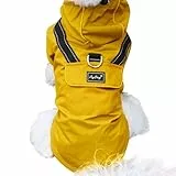 JoyDaog Premium-Regenmantel Mit Kapuze für Mittelgroße Hunde, Outdoor-Sport, Wasserdichte Regenjacke, Welpen-Regenmantel Mit Taschen, Gelb, Größe M