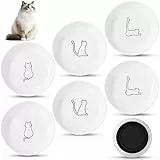 Futternapf Katze FoiiLiio 6 Stück Katzennapf Keramik (15x3.0cm) Katzennapf Flach Set mit Rutschfestem Silikonboden katzenfutter napf Fressnapf Katze für Katzen Hunde