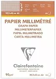 Clairefontaine 97136C Millimeterpapier Block verleimt (A3, 90 g, 50 Blatt) weiß