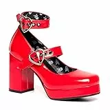 LAMODA Damen Chrome Heart Court Shoe, Red Patent, 36 EU