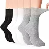 GRPSKCOS Diabetiker Socken Herren 6 Paar Komfortbunud ohne Naht Socken ohne Gummibund Diabetikersocken für Herren Damen(#1 Schwarz+Weiß+Hellgrau, 43-46)