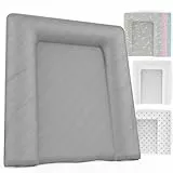 Baby'ness Wasserfest Wickelauflage - 50x70 cm - Hochwertig, Abwischbar, Leicht zu Reinigende - Erweitern Sie Ihren Wickelbereich mit Wickelunterlagen - Gesteppt Grau