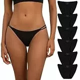INNERSY Unterhosen Damen Schwarz Hoher Beinausschnitt Unterwäsche Frauen Polyamid Slip Sexy 6 Pack (S, 6 Schwarz)