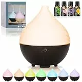 Aroma Diffuser Ätherische Öle - Aromatherapie Raumduft Ultraschall Diffusor 160ml mit Automatischer Abschaltfunktion,Weiß Holzmaserung Duftöldiffusoren Duftlampe RGB für Zuhause Büro