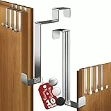 Menz Türhaken zum Einhängen, 10 Stück Edelstahl-Set - 5 x Standard Kleiderhaken Tür + 5 x Türhaken Innenseite, individuell verwendbar, stabile Türgarderobe, Türhakenleiste
