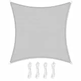 SONGMICS Sonnensegel 2 x 2 m, Sonnenschutz aus HDPE-Gewebe, luftdurchlässig, wasserdurchlässig, für Terrasse, Garten, Balkon, Camping, quadratisch, konkav, 2 m Seile, hellgrau GSS22QY