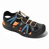 OutPro Herren Sport Outdoor Sandalen Wasserdichte Wandersandalen Wanderschuhe Sandale Sommer Bequeme Trekkingschuhe (Blau/Orange, Erwachsene, Herren, 43, Numerisch, EU Schuhgrößensystem, M)