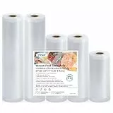 YISH Vakuumbeutel Rollen: 15,2 x 50,8 cm (1 Rolle) und 20,3 x 50,8 cm (2 Rollen) und 28,9 x 50,8 cm (2 Rollen), 5 Stück, ideal für Lebensmittelaufbewahrung, Vakuumbeutel oder Sous Vide