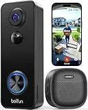 BOIFUN 2K WLAN Video Türklingel mit Kamera, Funkklingel mit Kamera,Alexa-kompatibel, 180° Ultrabreiten Sichtfeld, 2-Wege-Audio,AI Bewegungserkennung, Ohne ABO, 2,4GHz, IP65