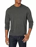 Amazon Essentials Herren Langärmeliges T-Shirt, Normale Passform, Dunkelgrau Meliert, M