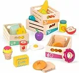 B. toys - Little Foodie Groups - Spielzeugessen aus Holz - Lebensmittelgruppen-Kisten - 24 Zubehör für die Spielküche - Lernspielzeug für Kinder - 3 Jahre +