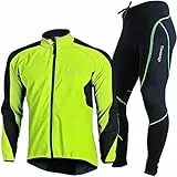 HOMTOL Fahrradtrikot Herren langarm winter Radjacke set Thermal winter fahrradbekleidung Fahrradjacke und Radhose mit Sitzpolster Radsportanzüge trikot set mit Thermofleecefutter Atmungsaktiv