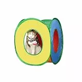 Andiker Katzentunnel, buntes, faltbares, quadratisches, buntes Katzen-Pop-Up-Zelt passt zu den meisten Katzenröhren, Polyester-Katzenzelt mit einem Glockenball, 3 Löcher, Katzenröhren für