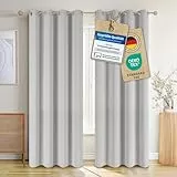 Blumtal 2er-Set Gardinen Verdunklungsvorhänge Blickdicht - Elegante Wärmeisolierende Vorhänge mit Ösen, Thermovorhang für alle Fenster und Jahreszeiten, 225 x 140 cm, Moonlight Grey - Grau