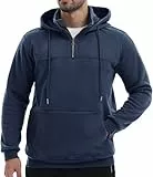 Peakwell Herren Kapuzenpulli Warme Hoodie Causal Pullover Herbst Sweatshirts Langarm mit Reißverschlusstasche (Marineblau, L)