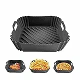 Fousenuk Silikonform für Heißluftfritteuse, Wiederverwendbar Air Fryer Silicone Pot, Silikoneinsatz Eckig, Silikon Backpapier, Airfryer Zubehör für Backofen, Mikrowelle Kuchenbackform, Dampfgarer