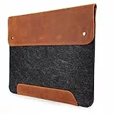 MegaGear MacBook-Tasche aus echtem Leder und Fleece, Laptop-Hülle für MacBook Pro und MacBook Air Hülle – 16 Zoll – 15 Zoll – 15,5 Zoll (M2, M2 Pro, M2 Max, M1) Modelle 2020, 2021, 2022 und 2023