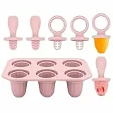 Aonveki Eisformen Silikon für Kinder, 6 Mulden Mini Baby Eisformen Eis am Stiel mit Beißring Stiel für Kleine Hände, BPA-Frei Eisförmchen, Selber Machen Dessertform