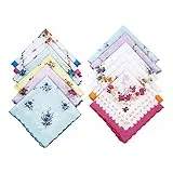 JukLoos Taschentücher für Damen,Bedruckte Damentaschentücher aus Baumwolle für Hochzeitsfeiern (12 PCS)