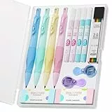 Four Candies Ergonomisches Druckbleistift-Set, 4 niedliche Druckbleistifte 2MM mit 44 HB-Bleistiftminen, 2 Spitzern/Radiergummis, Minenbleistift-Set für Schreiben und Zeichnen