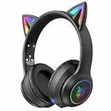 ONITOON Bluetooth-Kopfhörer mit LED-Katzenohren – Kabelloses Over-Ear Headset mit Mikrofon, Hi-Fi Stereo-Sound, 55h Spielzeit & Lautstärkeregler für Kinder/Erwachsene (iPhone/iPad/PC/Laptop)