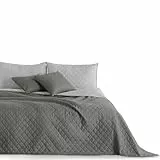 DecoKing 15209 Tagesdecke 260 x 280 stahl anthrazit grau silber Bettüberwurf zweiseitig pflegeleicht steel silver grey dimgray Axel