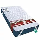 Utopia Bedding Gesteppte Matratzenauflage 135 x 190 cm, Weicher Mikrofaser-Matratzenbezug, Gesteppter Matratzenschoner Mit elastischen Bändern, 4 Eckgummis dehnbar bis zu 38 cm (Weiß)