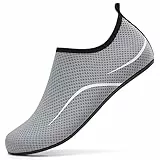 LUEDKA Badeschuhe Wasserschuhe Schwimmschuhe Strandschuhe Aquaschuhe Surfschuhe Barfußschuhe Tauchschuhe Wassersportschuhe für Damen Herren(Grau,47 EU)