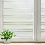 DOWELL Fensterfolie Sichtschutzfolie Streifen Fenster Sichtschutz Statische Haftung Blickdicht Klebefolie Milchfolie Selbstklebend Milchglasfolie Blickschutz Folie für Büro Bad Duschkabine 44.5x200cm