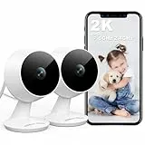 VISION WELL Mini 2K Überwachungskamera Innen- & Außenbereich, für Zuhause, Haustiere & Babys, Bewegungserkennung, Nachtsicht, SD-/Cloud-Speicher, IP65 Wasserdicht, 2er-Pack