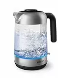 Philips 5000 Series Wasserkocher – 1,7L, Blaues Sensorlicht, 360°-Basis, Mikro-Sieb-Filter, Flaches Heizelement, Abnehmbarer Deckel, Schnelles Aufkochen, Energiesparend, Sicheres Design (HD9339/80)