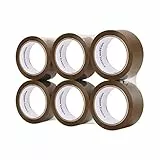Amazon Basics Paketband, 48 mm x 66 m, 1.8 mil dick, Braun, 6 Rollen