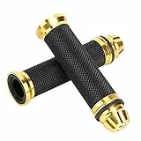 Fydun Motorrad Lenkergriffe Griff 22mm 1 Paar Motorrad CNC Aluminium Anti Rutsch Gummigriffe für 7/8 'Lenker Fahrrad (Gold)