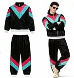 TK Gruppe Timo Klingler Trainingsanzug Outfit Overall - neon - 80er 90er Jahre für Retro Bad Taste - Jogginganzug Herren & Damen - Fasching & Karneval (M-L,schwarz)