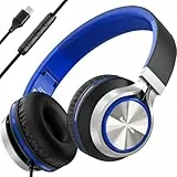 Bywulanda USB-C Kopfhörer mit Mikrofon und Lautstärkeregler, Over Ear Stereo Headsets für iPhone 15, 16 Pro, kabelgebunden, Faltbare Kopfhörer für Smartphones, Chromebook, Laptop, Tablets, Reisen