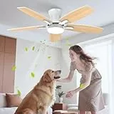 Airwit 106cm Leise Deckenventilator mit Beleuchtung und Fernbedienung, Doppelseitige Flügeln Deckenventilator mit Licht, Dimmbar LED Lampe mit Ventilator für Schlafzimmer, Wohnzimmer, DC Motor