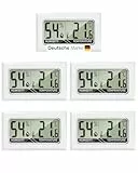 Mavori Thermo-Hygrometer 5er Set Digital - Mini Hygrometer Innen, 2-in-1 Feuchtigkeitsmessgerät & Raumthermometer digital °C/°F + on/off - für Raumklima, Growbox, Terrarium, Humidor & Curing