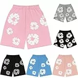 Baumwolle Kurze Hose Kinder Blumenmuster Y2K Hip Hop Trainingsanzug Jogginganzug Unisex Sportliche Sportanzug Freizeit Shorts Sommershorts Mit Blumen Für Mädchen Jungen Pink 160