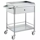VEVOR Zweistöckiger Laborwagen Gerätewagen Medizintechnik Servierwagen 201 Edelstahl Tragbar Abräumwagen mit Schubladen 100 kg Tragfähigkeit, 710 x 421 x 785 mm (mit Griff) Labor Rollwagen
